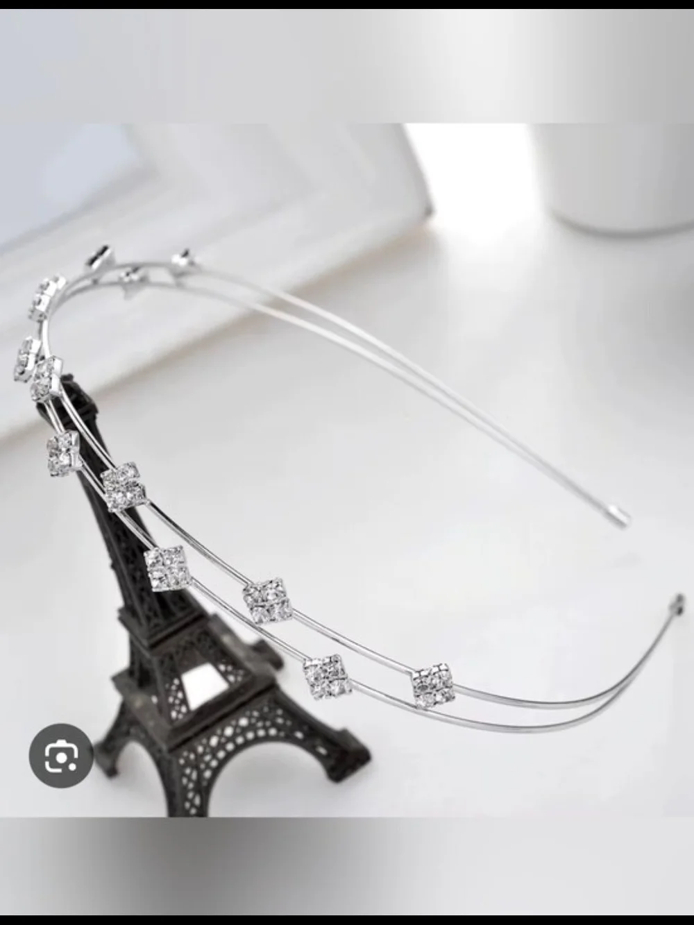 Silver Metal Thin Double Row Headband With Crystal Embellishments BNIB